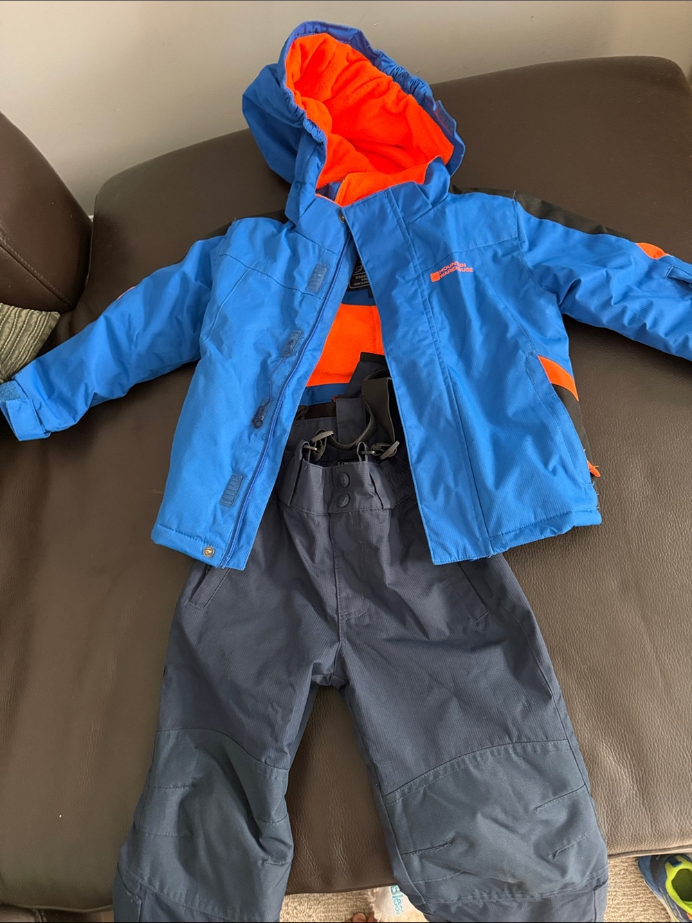 Kids Waterproof Blue Jacket with Orange Lining